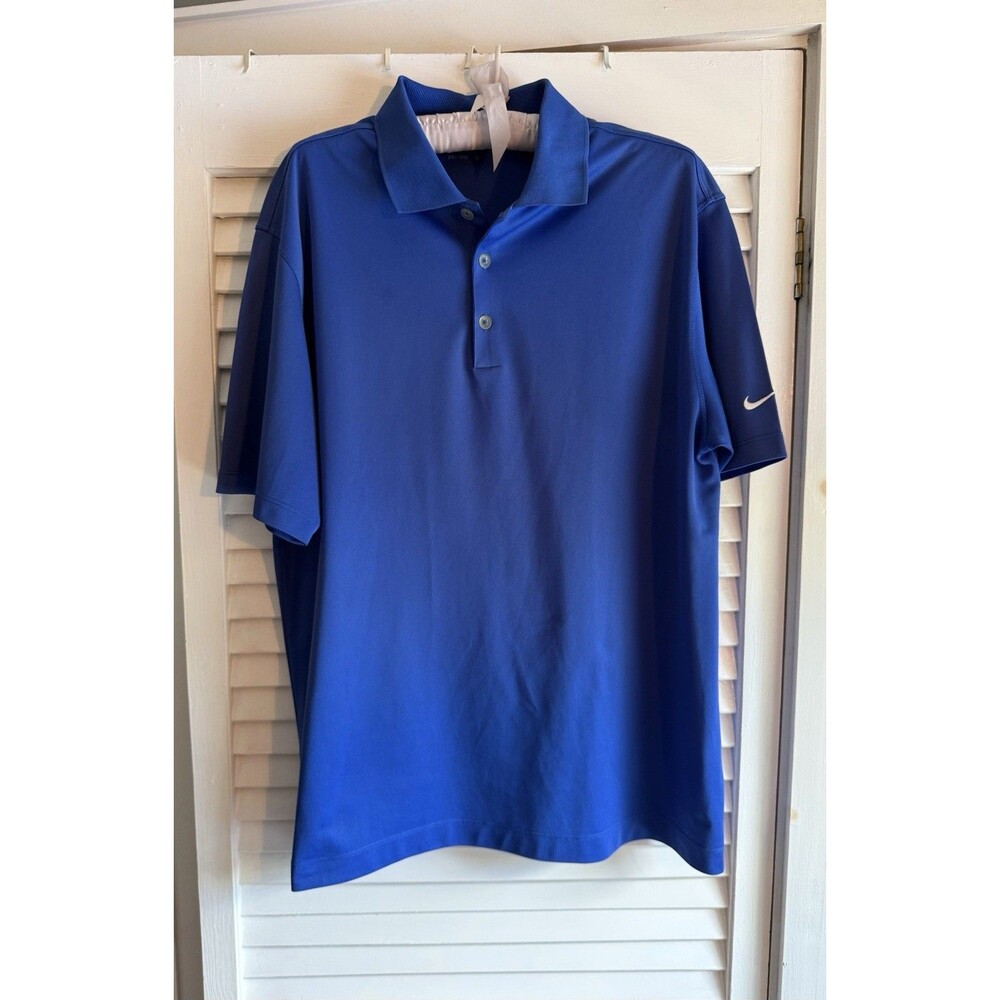 Nike Golf Dri-Fit Blue Polo Shirt Top Men’s Size Large Logo Sports Casual Preppy